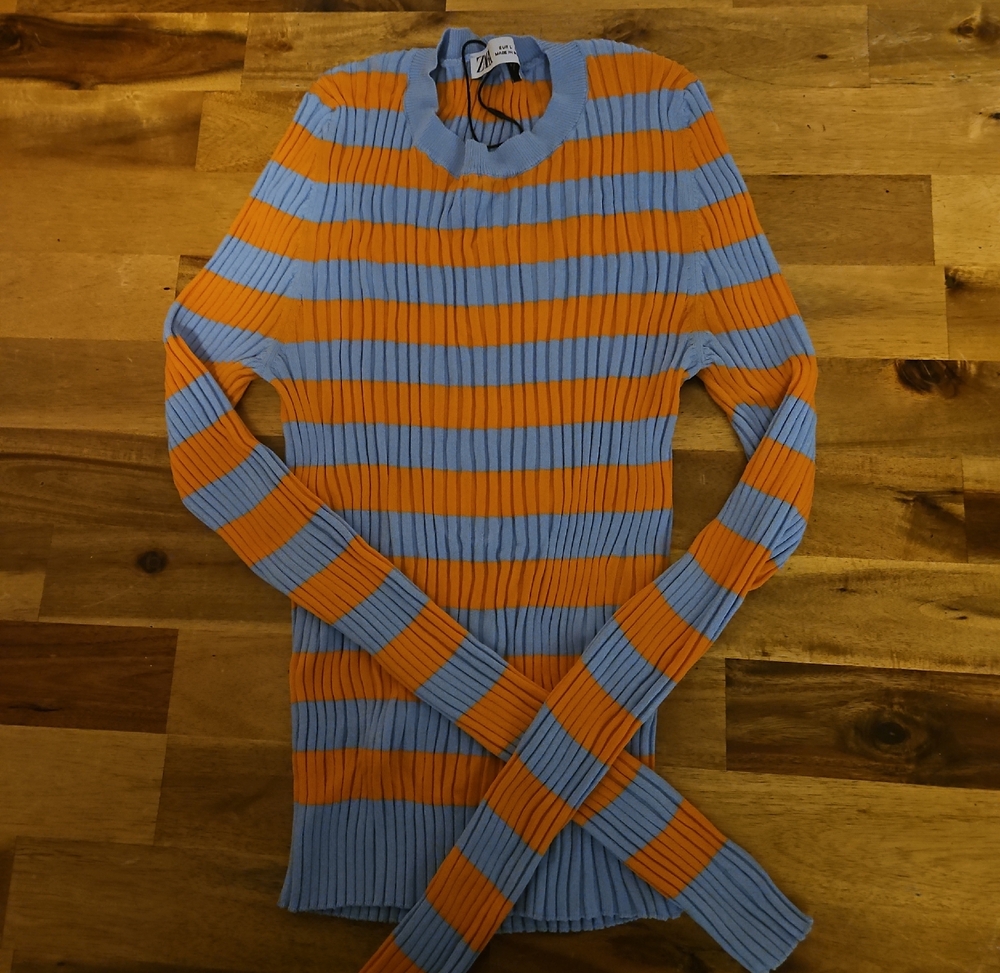 Striped Blue and Orange Women's Zara Sweater